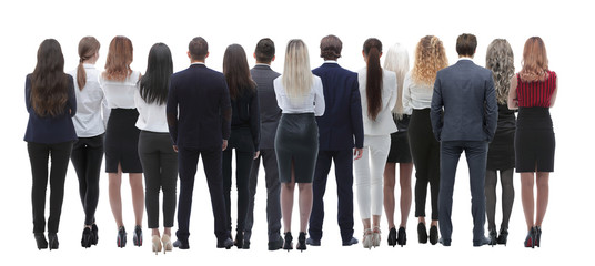 Fototapeta na wymiar Back view group of business people. Rear view. Isolated over white background.