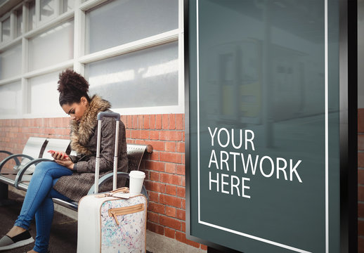 Advertising Billboard In Train Station Mockup