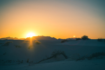 sunset at white sands desert