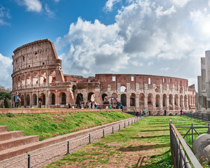 Fototapeta na wymiar Italy, Rome, March 13 / 2018 Colosseum, tourists visit the archaeological site