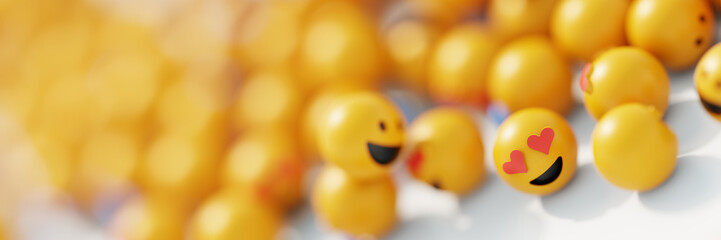 Infinite emoticons 3d rendering background, social media and communications concept