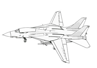 Fototapeta na wymiar sketch of military airplane vector