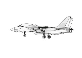 sketch of military airplane vector
