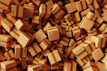 Infinite shipping boxes, transportation and logistics concept, original 3d rendering illustration