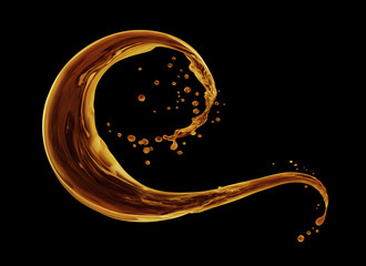 Splash of oily liquid close-up isolated on white background