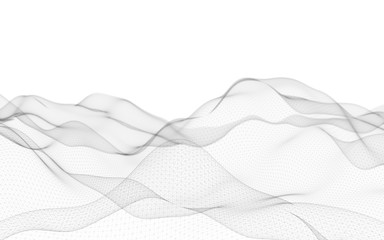 Abstract landscape background. Cyberspace grid. Hi-tech network. 3d technology illustration.