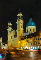 Fototapeta na wymiar Theatinerkirche in Munich city at night, Bavaria