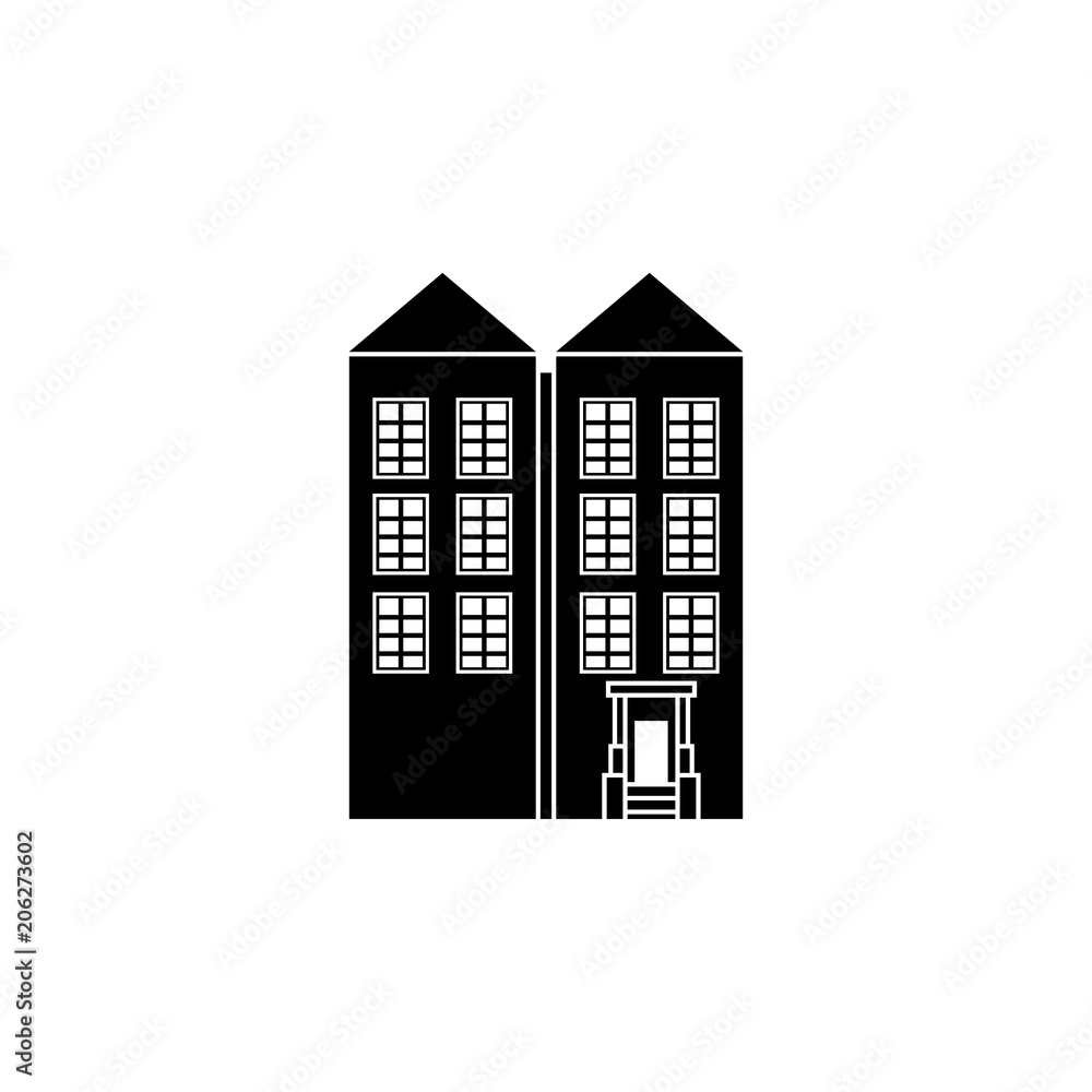 Poster two high-rise buildings icon. element of travel icon for mobile concept and web apps. thin line two 