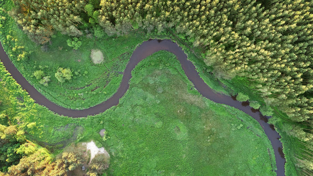 Aerial view of natural river