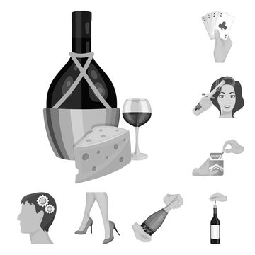 Manipulation by hands monochrome icons in set collection for design. Hand movement vector symbol stock web illustration.