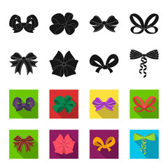 Bow, ribbon, decoration, and other web icon in black,flet style. Gift, bows, node, icons in set collection. © pandavector