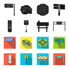 Stands and signs and other web icon in black,flet style.Limiters of traffic icons in set collection. © pandavector