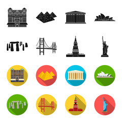 Sights of different countries black,flet icons in set collection for design. Famous building vector symbol stock web illustration. © pandavector