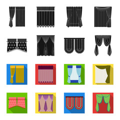 Curtains, stick, cornices, and other web icon in black,flet style.Bow, fabric, tulle icons in set collection. © pandavector
