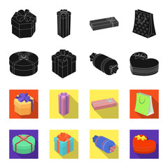 Gift box with bow, gift bag.Gifts and certificates set collection icons in black,flet style vector symbol stock illustration web. © pandavector