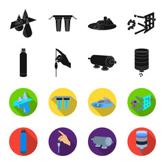 Purification, water, filter, filtration .Water filtration system set collection icons in black,flet style vector symbol stock illustration web. © pandavector