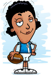 Confident Cartoon Black Football Player