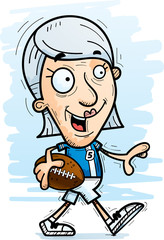 Cartoon Senior Football Player Walking