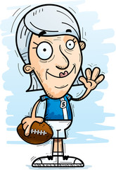 Cartoon Senior Football Player Waving