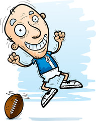 Cartoon Senior Football Player Jumping