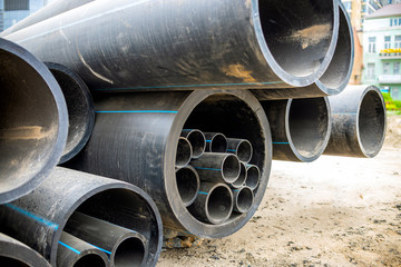HDPE pipe for water supply at construction site