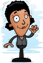 Cartoon Black Businesswoman Waving
