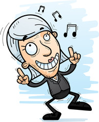 Cartoon Senior Businesswoman Dancing