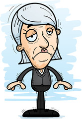 Sad Cartoon Senior Businesswoman
