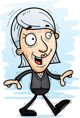 Cartoon Senior Businesswoman Walking