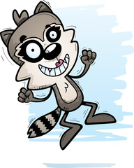 Cartoon Female Raccoon Jumping