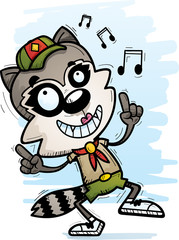 Cartoon Female Raccoon Scout Dancing