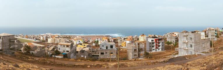 A panoramic view to Ponta do Sol - a town in the island of Santo Antao, Cape Verde. Many new appartment building for future tourismus in the region