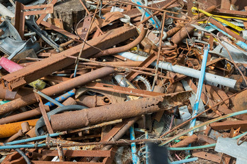 Background from old rusty bolts, screws, nuts, screws, brackets, various metal details