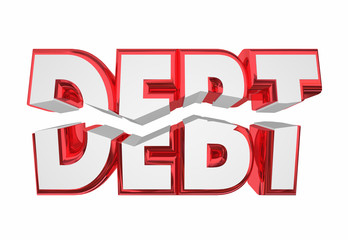 Debt Breaking Free Money Obligation Word 3d Render Illustration