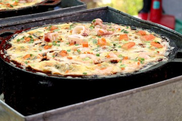 Coconut milk mix seafood and flour