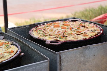 Coconut milk mix seafood and flour