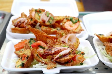 Coconut milk mix seafood and flour