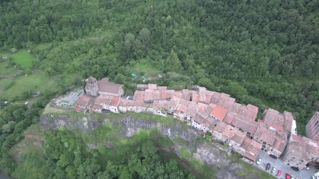 Catalonia. Aerial view in Castellfollit de la Roca. Spain. 4k Drone Video
