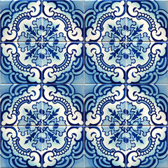 Collection of blue patterns tiles
