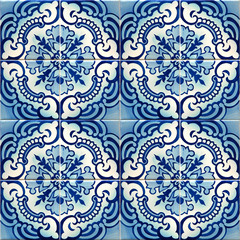 Collection of blue patterns tiles