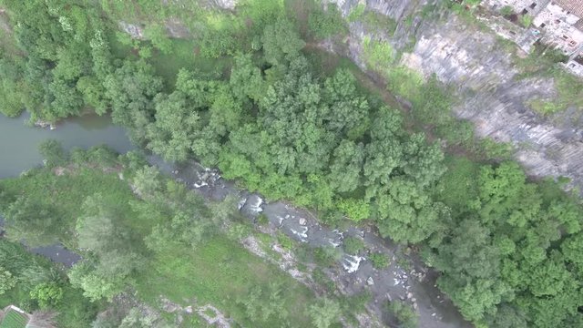 Castellfollit de la Roca, village of Catalonia,Spain. Drone Footage