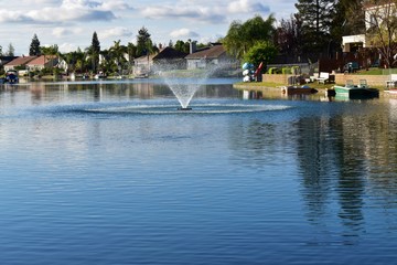 Lake with a water fall fountain
