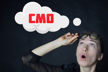 Above the businessman hangs a cloud with the inscription:CMO