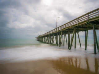 Long exposure of the fishing pier and Atlantic Ocean, in Virginia Beach, Virginia.