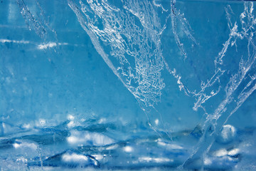 The texture of the ice. The frozen water.Winter background   