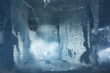 Naklejka premium The texture of the ice. The frozen water.Winter background 