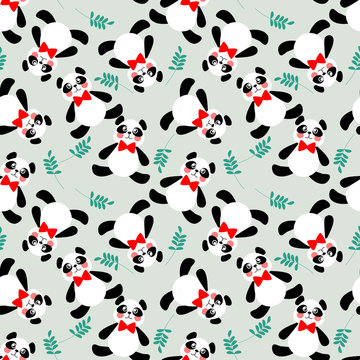 Cute panda seamless pattern