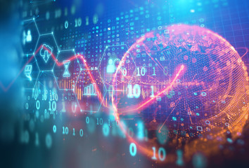 Obraz premium fintech icon on abstract financial technology background .