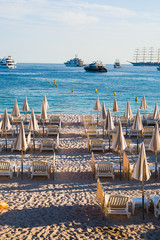 Cannes beach and luxury yacht
