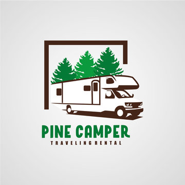 Adventure RV Camper Car Logo Designs Template